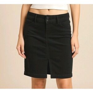 United Colors Of Benetton Black‎ Corduroy Knee Length Pencil Skirt Sz 42 Or 10
